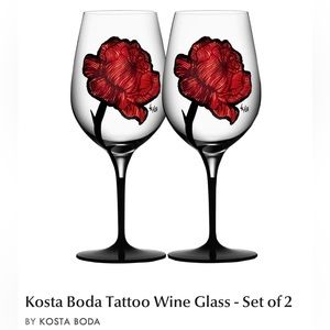 Kosta Boda Tattoo Wine Glass set